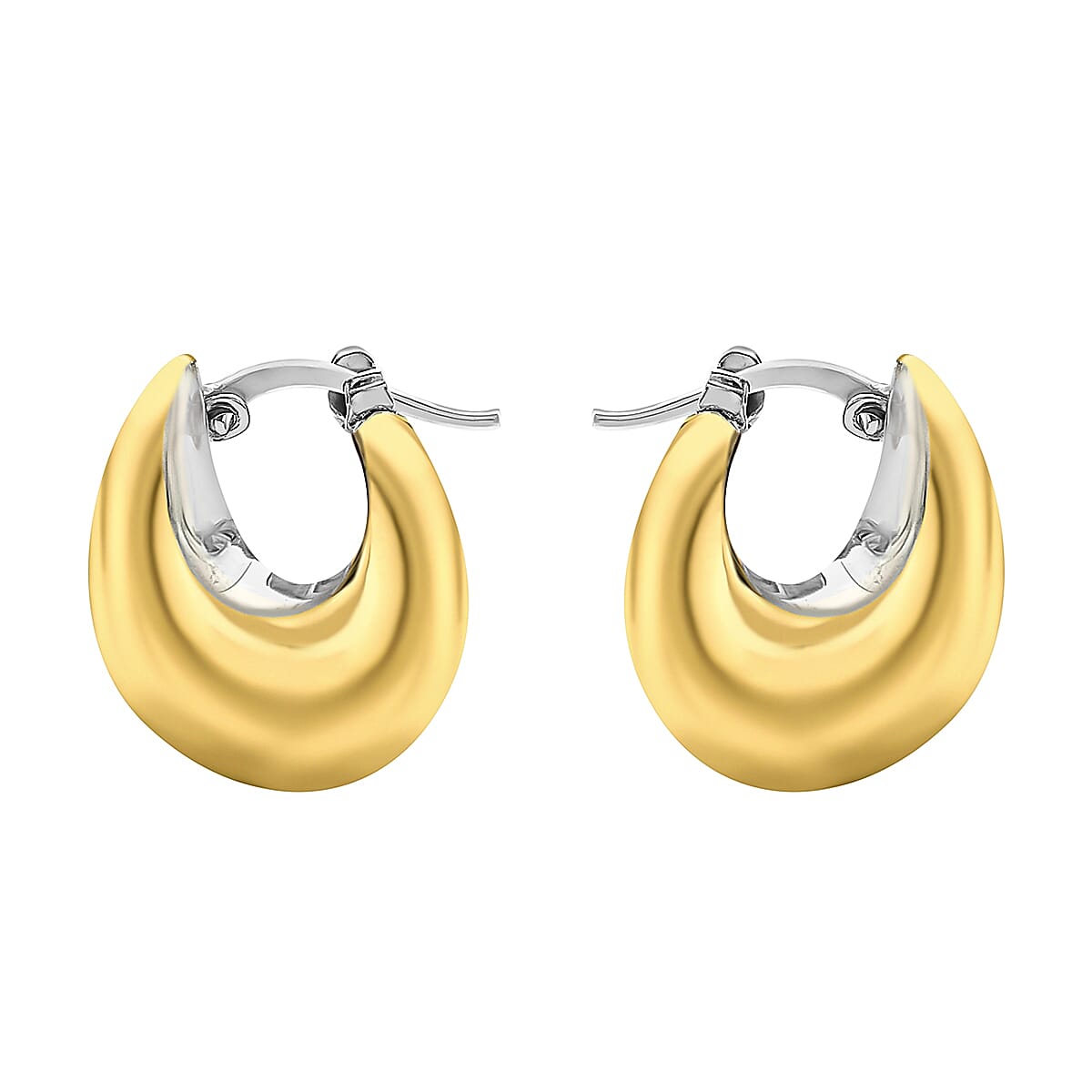 9K Two Colour Gold 17mm X 20mm Electroform Hoop Earrings 7189212 2