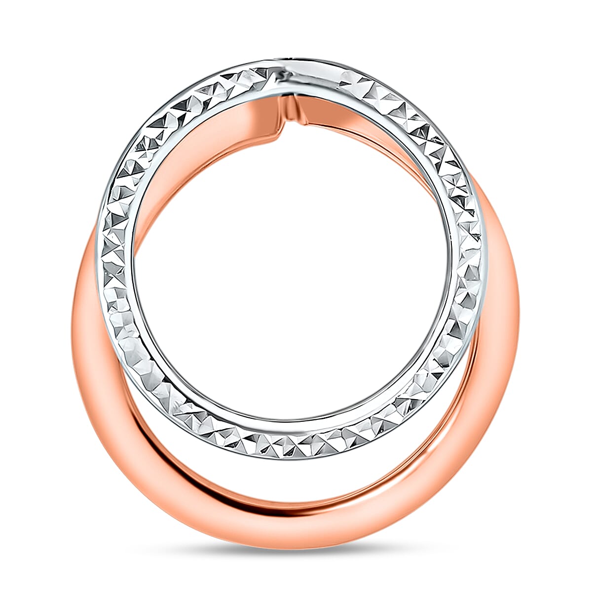 9K Two Colour Gold 18.5mm X 20.5mm Round Plain And Diamond Cut Circle Pendant 7188512 0