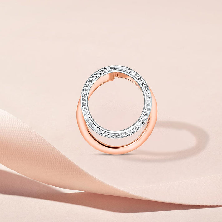 9K Two Colour Gold 18.5mm X 20.5mm Round Plain And Diamond Cut Circle Pendant 7188512 2