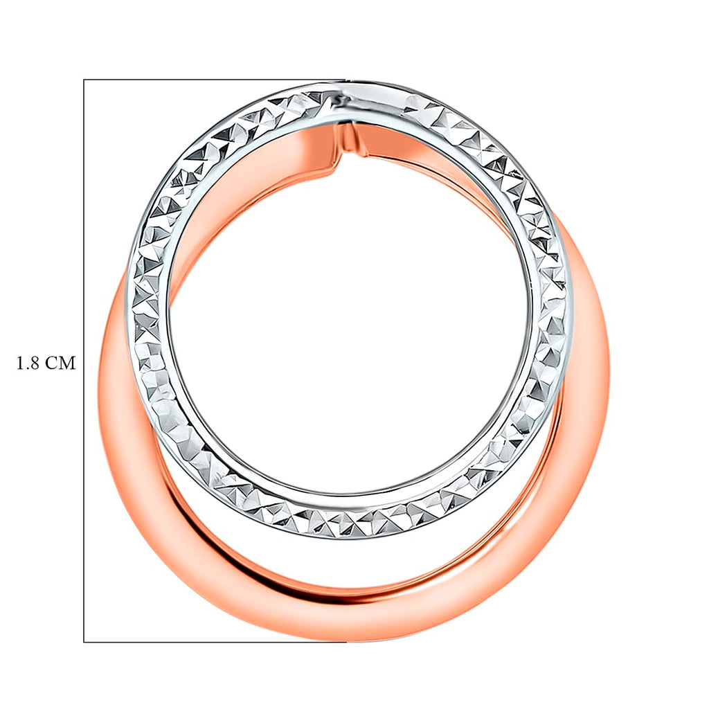 9K Two Colour Gold 18.5mm X 20.5mm Round Plain And Diamond Cut Circle Pendant