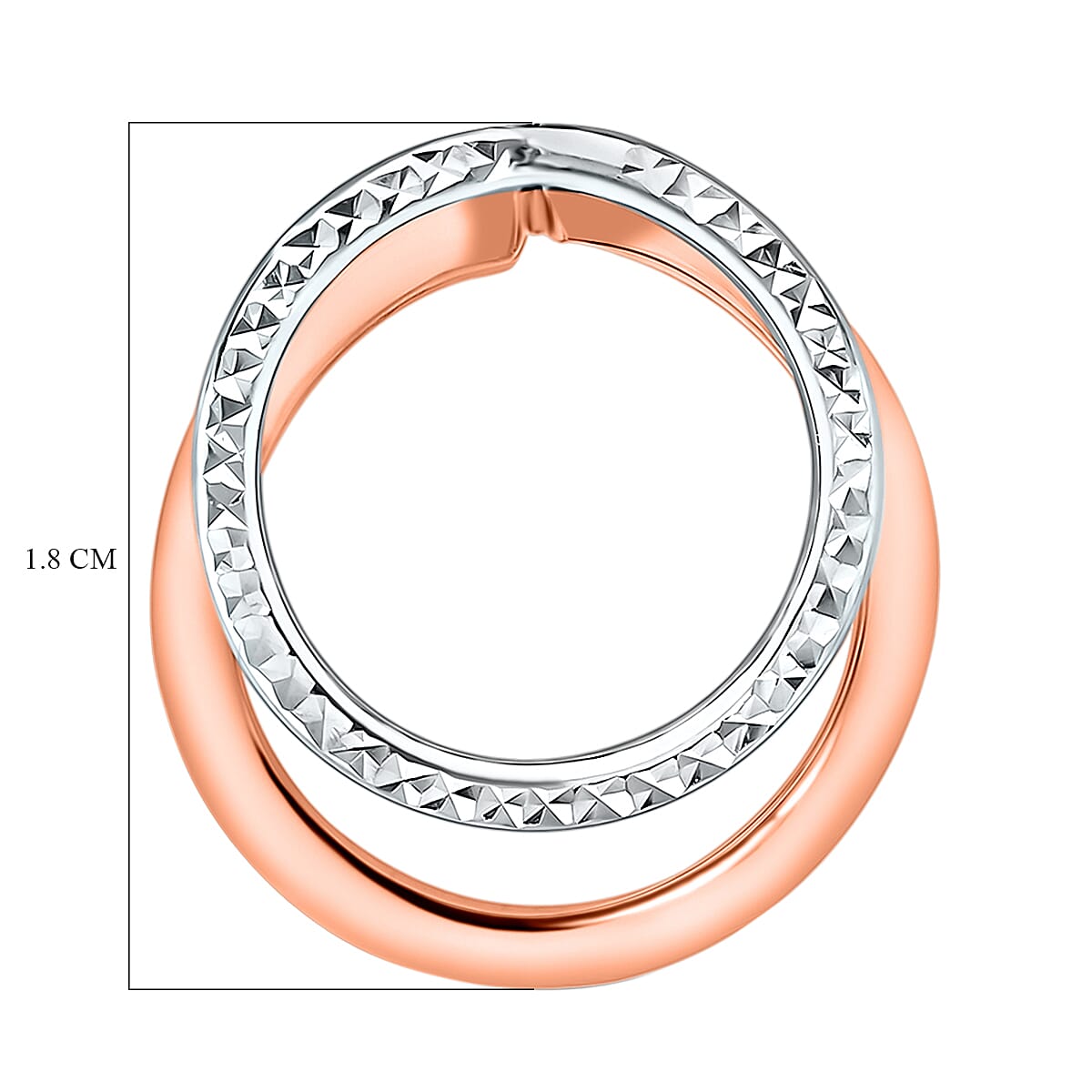 9K Two Colour Gold 18.5mm X 20.5mm Round Plain And Diamond Cut Circle Pendant 7188512 3