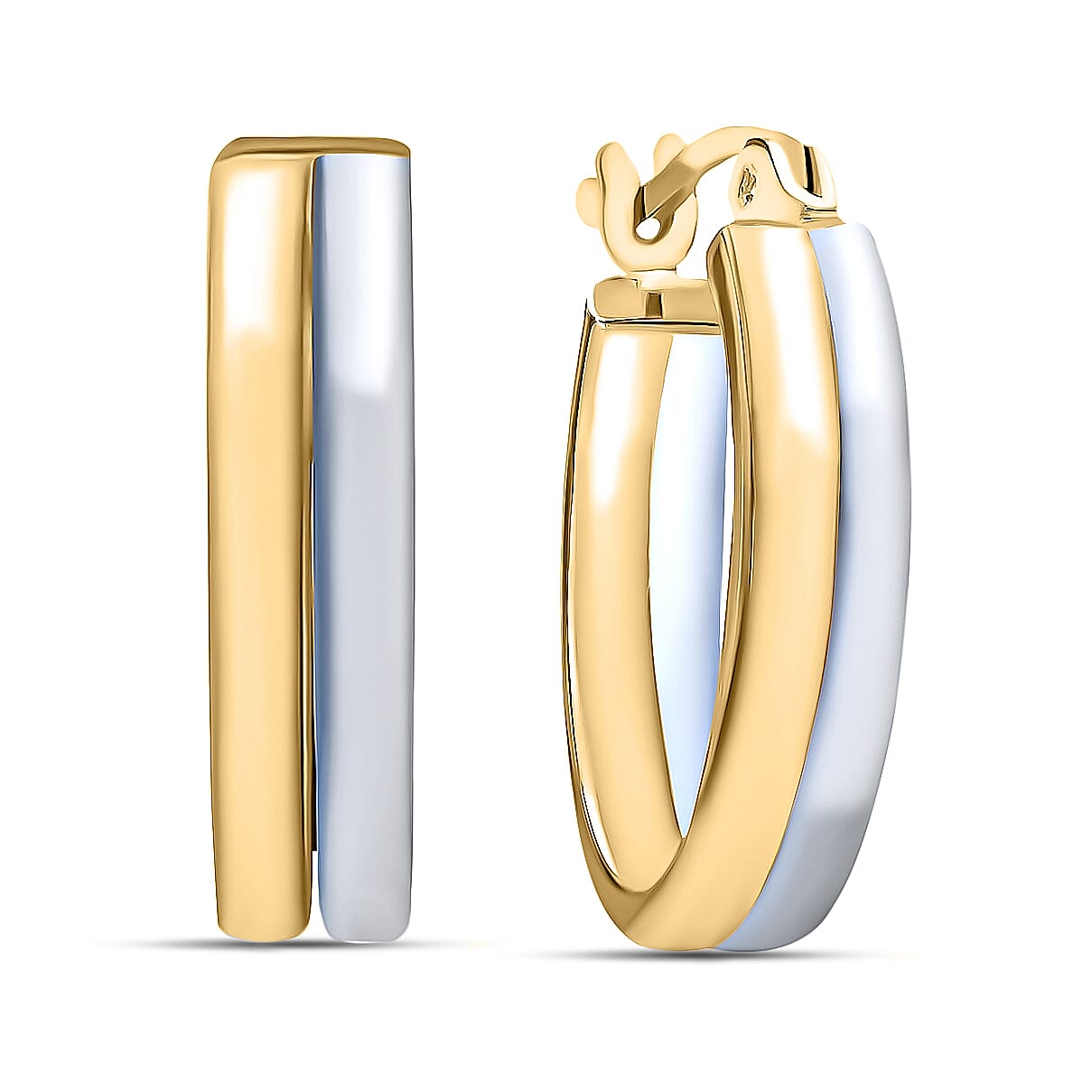 9K Two Colour Gold 18MM Double Band Creole Hoop Earrings 2.3 grams 6092993 0