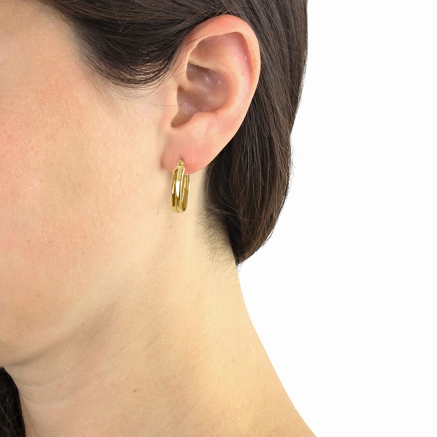9K Two Colour Gold 18MM Double Band Creole Hoop Earrings 2.3 grams 6092993 1