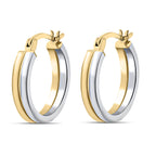 9K Two Colour Gold 18MM Double Band Creole Hoop Earrings 2.3 grams