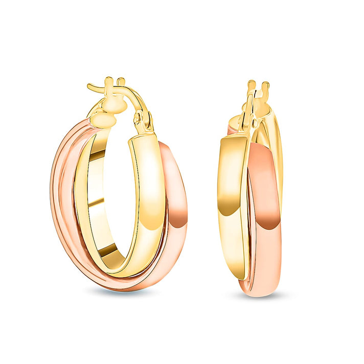 9K Two Colour Gold 18MM Double Crossover Hoop Earrings 2 grams 6092978 1