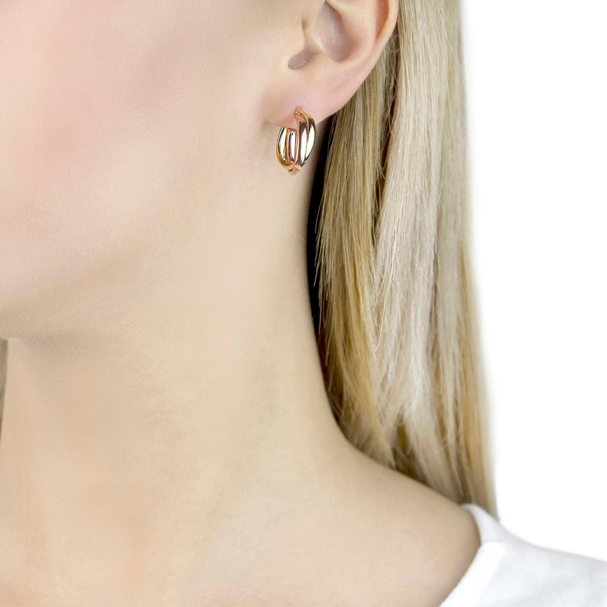 9K Two Colour Gold 18MM Double Crossover Hoop Earrings 2 grams 6092978 1