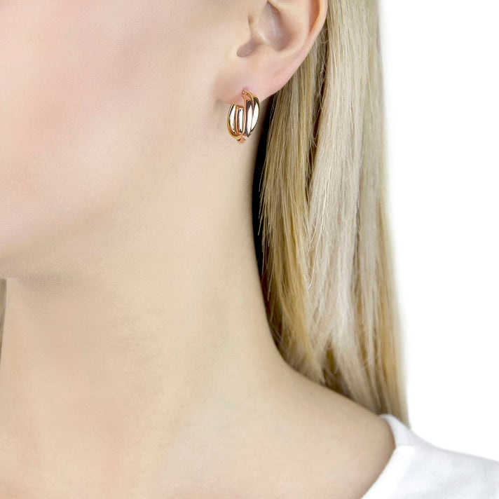 9K Two Colour Gold 18MM Double Crossover Hoop Earrings 2 grams 6092978 2