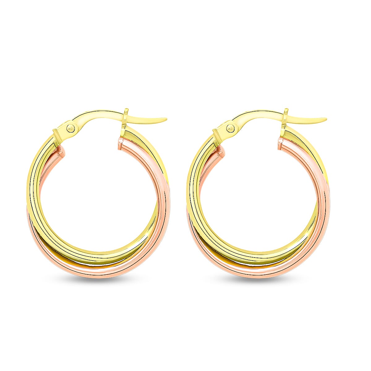 9K Two Colour Gold 18MM Double Crossover Hoop Earrings 2 grams 6092978 2