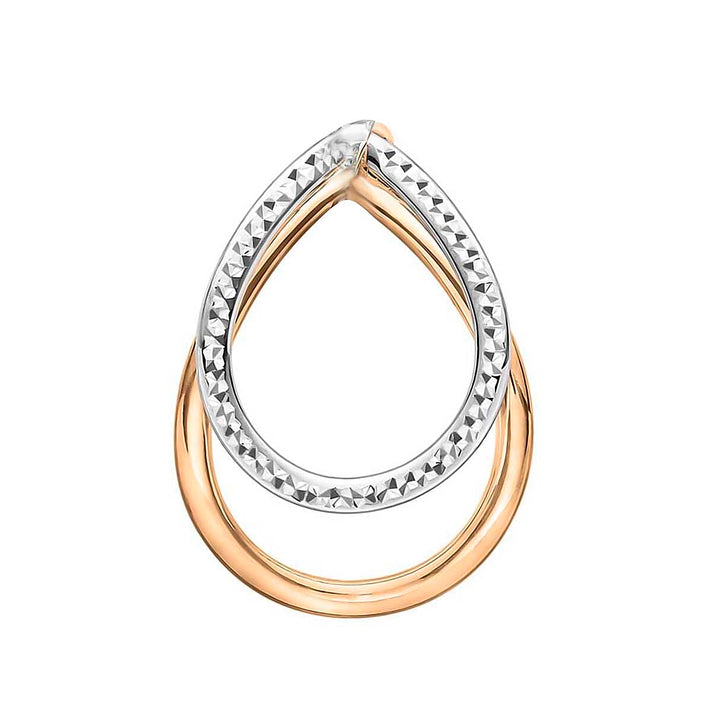 9K Two Colour Gold 20mm X 28mm Diamond Cut Double Oval Pendant 7188496 1