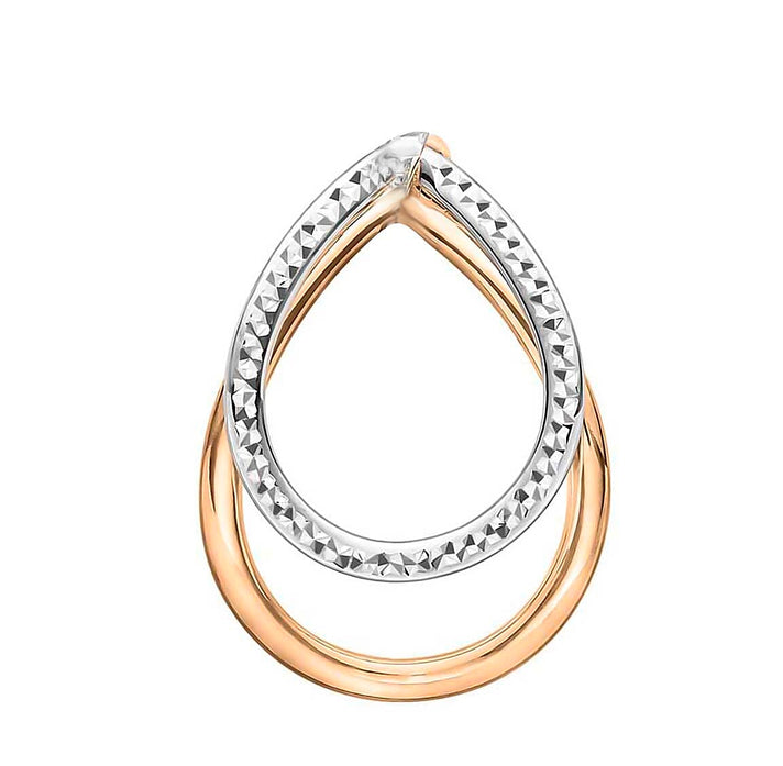 9K Two Colour Gold 20mm X 28mm Diamond Cut Double Oval Pendant 7188496 2