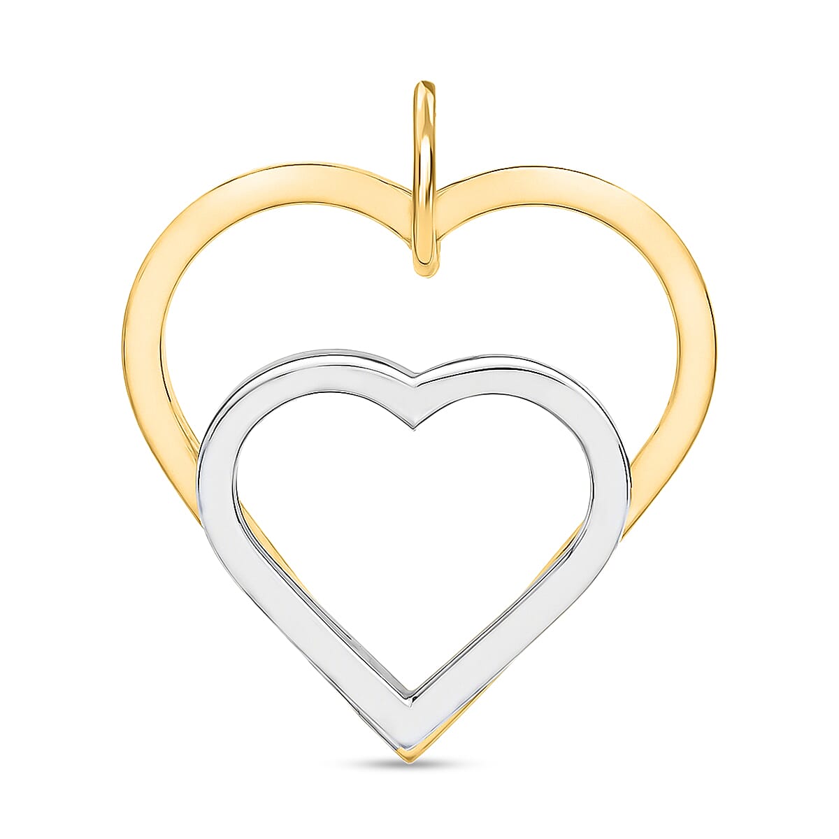 9K Two Colour Gold 21mm X 24mm Double Heart Pendant 7188546 0