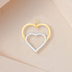 9K Two Colour Gold 21mm X 24mm Double Heart Pendant