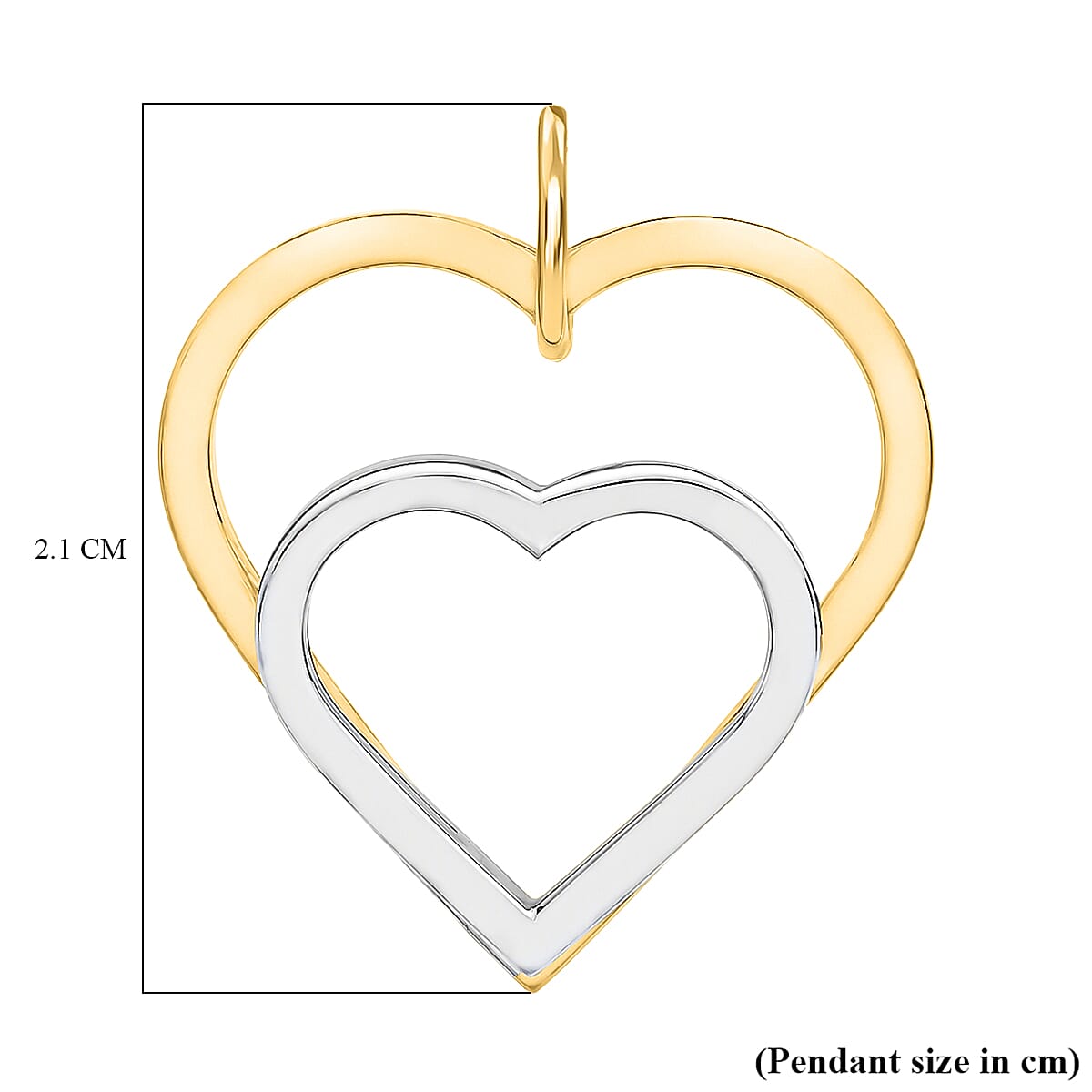 9K Two Colour Gold 21mm X 24mm Double Heart Pendant 7188546 3
