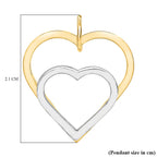 9K Two Colour Gold 21mm X 24mm Double Heart Pendant
