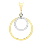 9K Two Colour Gold 22.6mm X 33.5mm Double Cutout Circle Drop Pendant