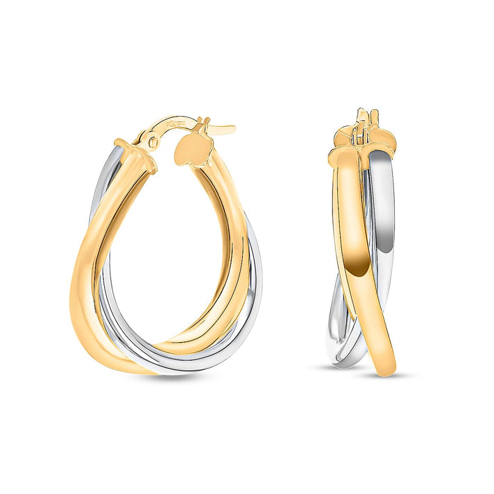 9K Two Colour Gold 23MM X 26MM Twined Creole Earrings 2.4 grams 6092982 1