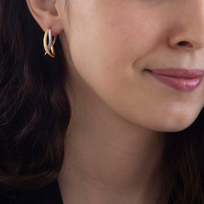 9K Two Colour Gold 23MM X 26MM Twined Creole Earrings 2.4 grams 6092982 2