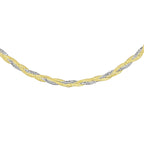 9K Two Colour Gold 3.5mm Diamond Cut 3 Plait Herringbone Necklace 18 Inch