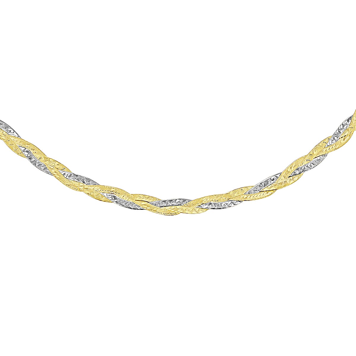 9K Two Colour Gold 3.5mm Diamond Cut 3 Plait Herringbone Necklace 18 Inch 7189964 1