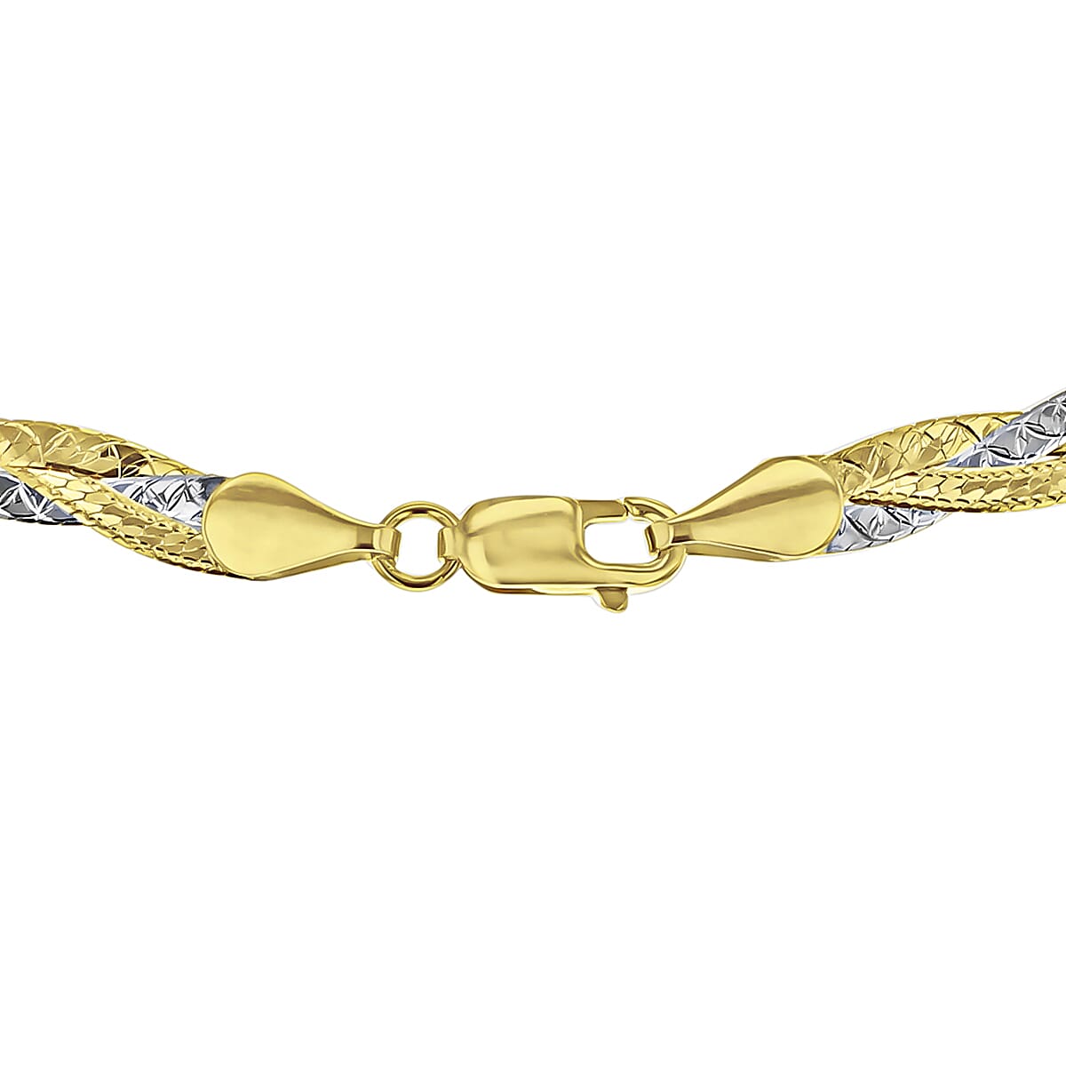 9K Two Colour Gold 3.5mm Diamond Cut 3 Plait Herringbone Necklace 18 Inch 7189964 2