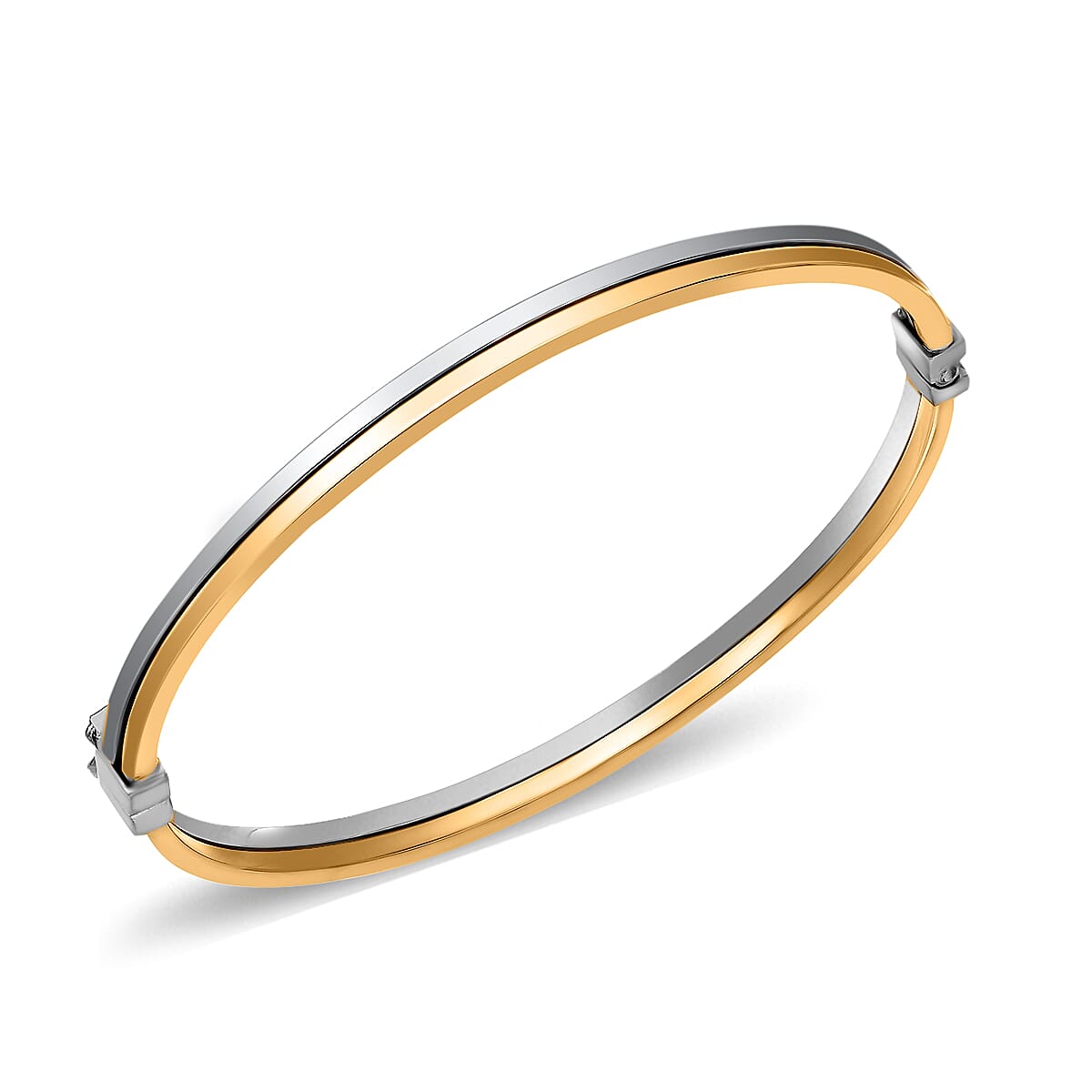 9K Two Colour Gold 4mm Double Tube Bangle 7193040 0