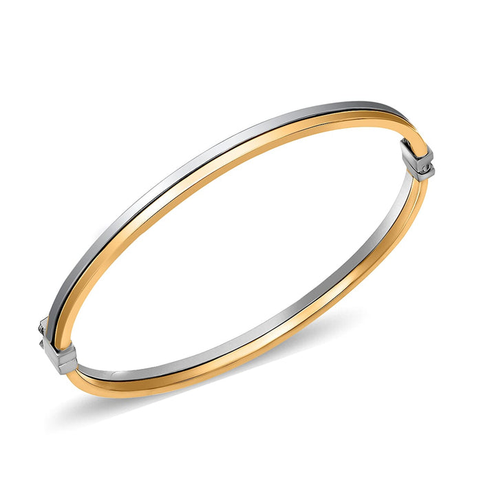 9K Two Colour Gold 4mm Double Tube Bangle 7193040 1