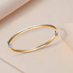 9K Two Colour Gold 4mm Double Tube Bangle
