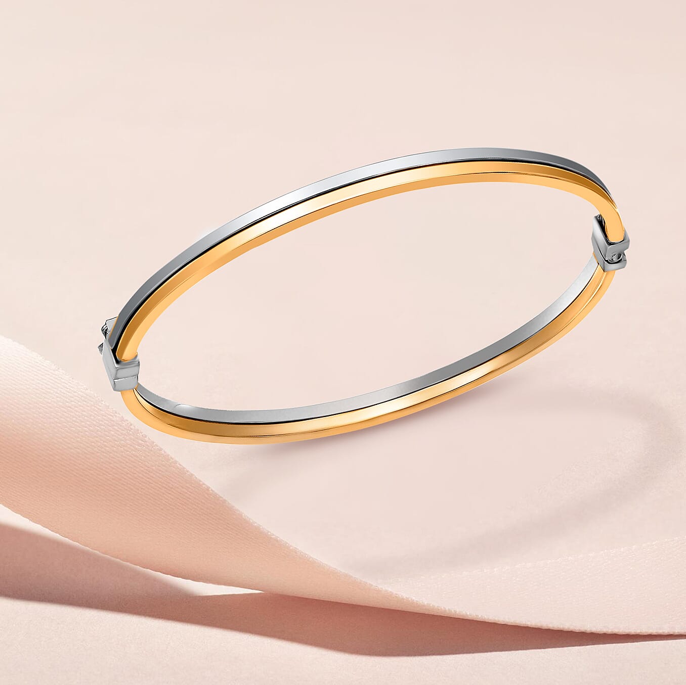 9K Two Colour Gold 4mm Double Tube Bangle 7193040 2