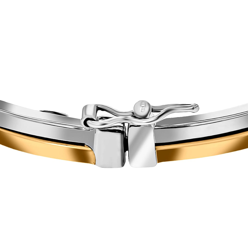 9K Two Colour Gold 4mm Double Tube Bangle