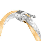 9K Two Colour Gold 4mm Greek Key Satin Twist Bangle