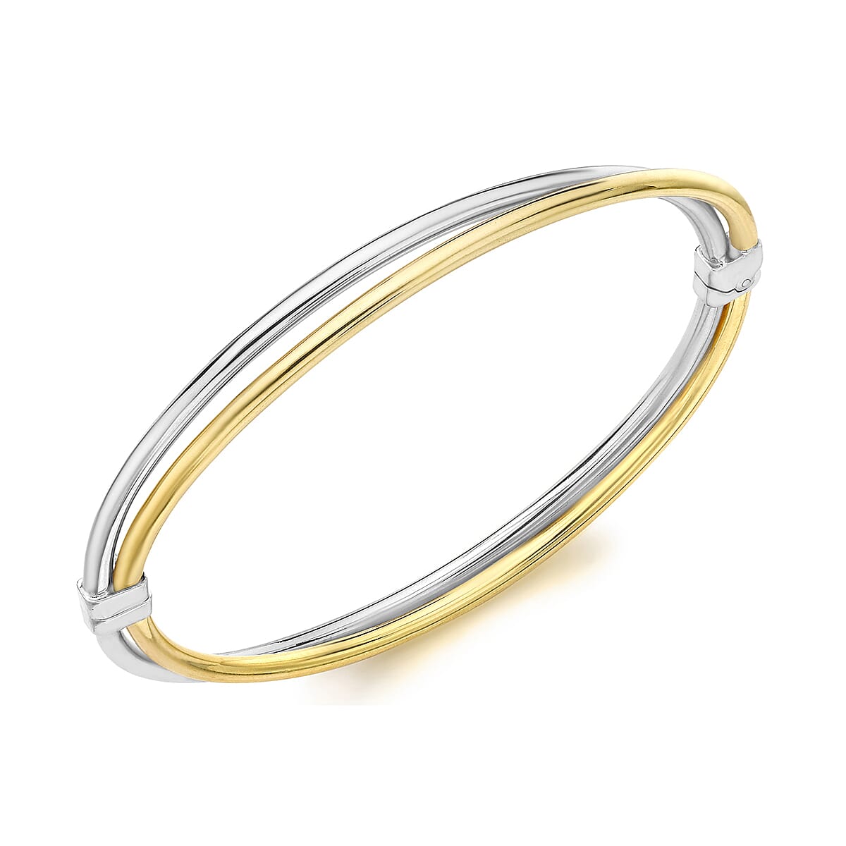 9K Two Colour Gold 5.5mm Double Crossover Bangle 7193056 0