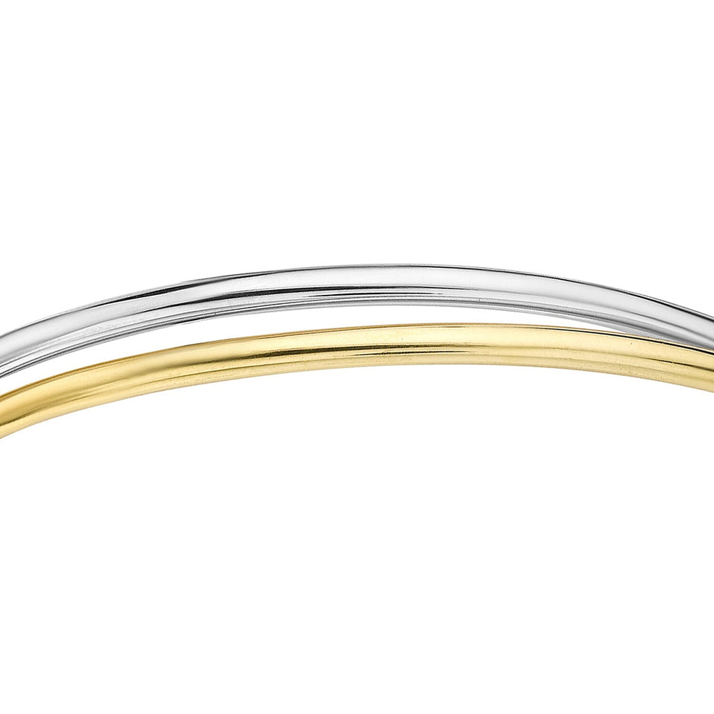 9K Two Colour Gold 5.5mm Double Crossover Bangle