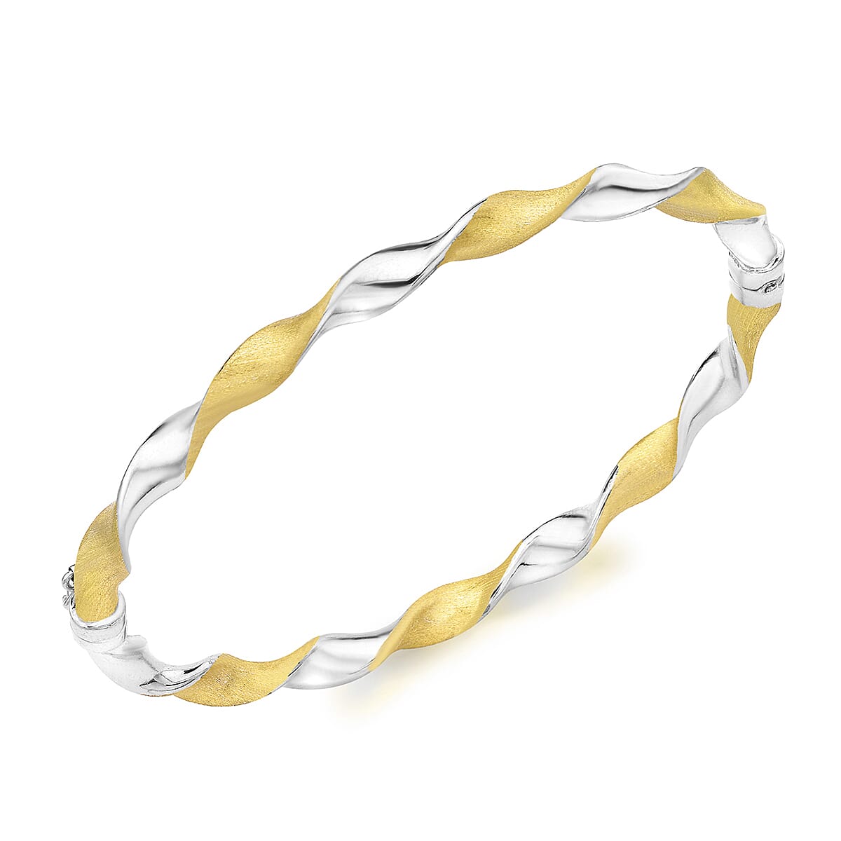 9K Two Colour Gold 5mm Polished And Satin Twist Bangle 7193085 0