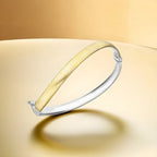 9K Two Colour Gold 6mm Satin Wave Bangle