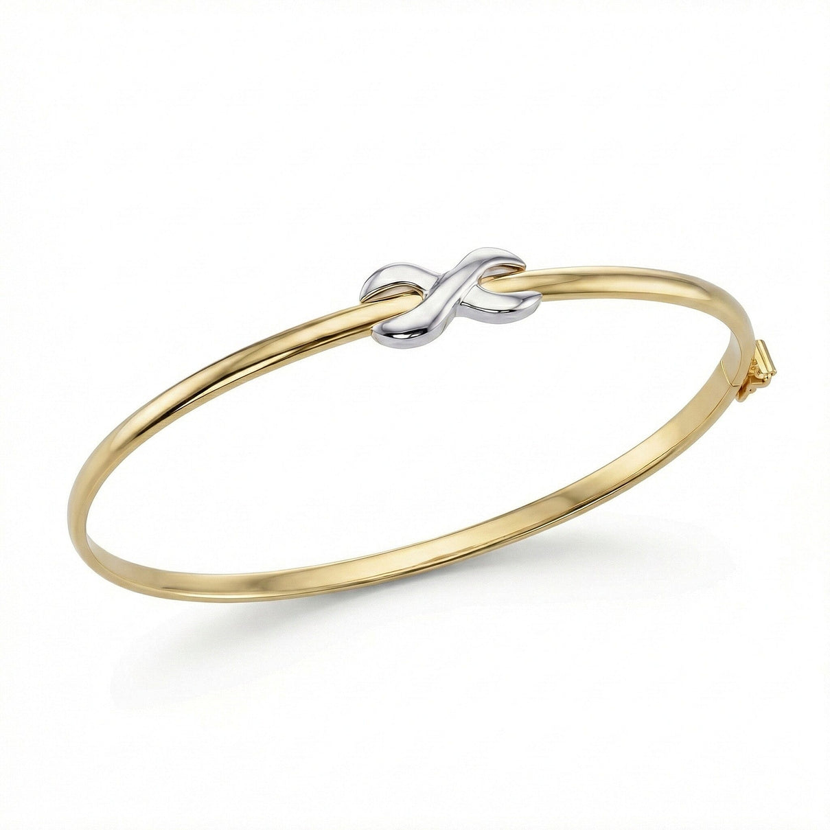 9K Two Colour Gold 7.5mm X 14mm Kiss Band Bangle 7193149 0