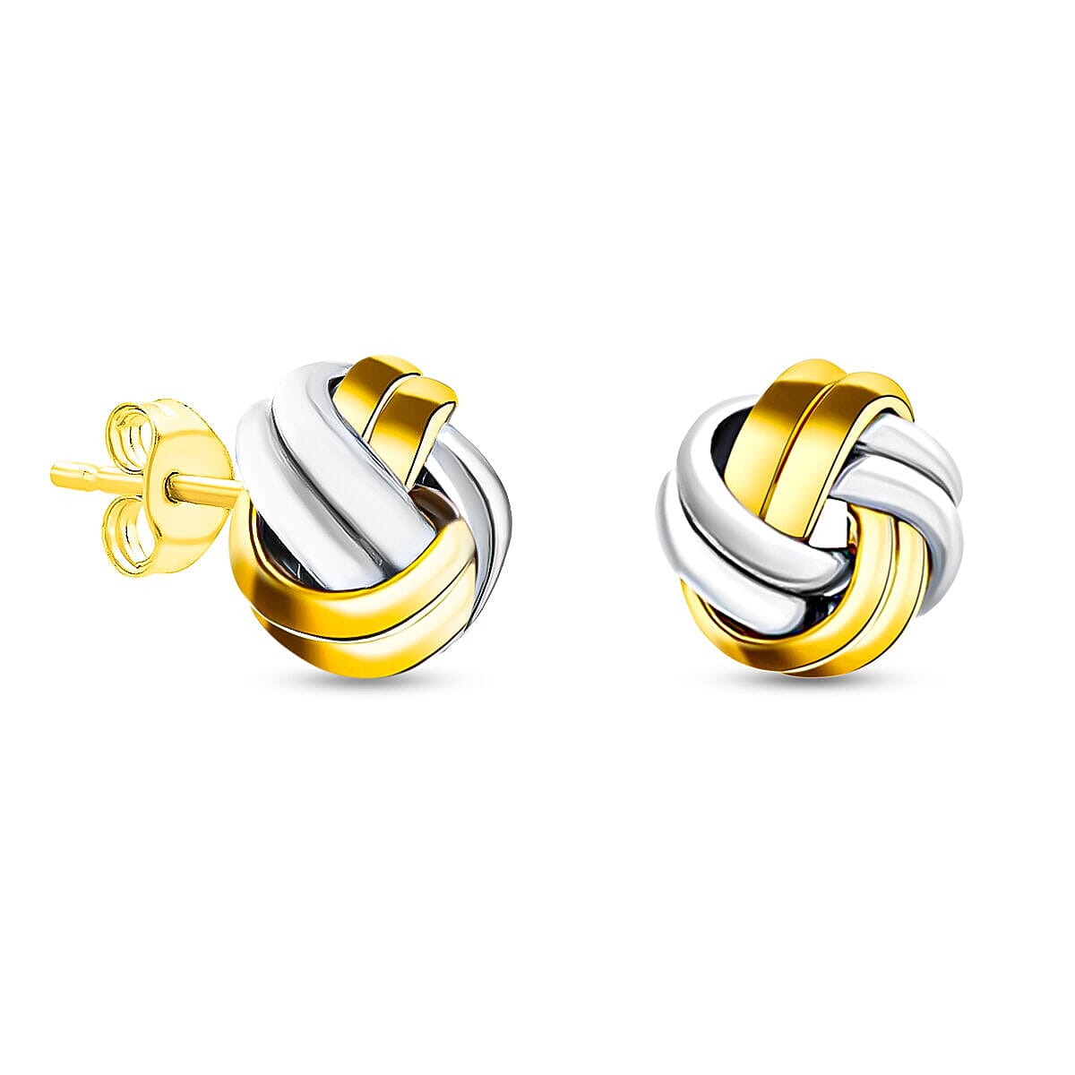 9K Two Colour Gold 8.5MM Double Knot Stud Earrings 0.65 grams 6092995 0