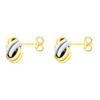 9K Two Colour Gold 8.5MM Double Knot Stud Earrings 0.65 grams