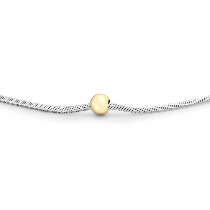 9K Two Colour Gold Ball And Hexagonal Snake Chain Bracelet 7 Inch 7193258 2