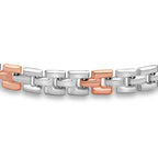 9K Two Colour Gold Brick Link Bracelet 7.5 Inch