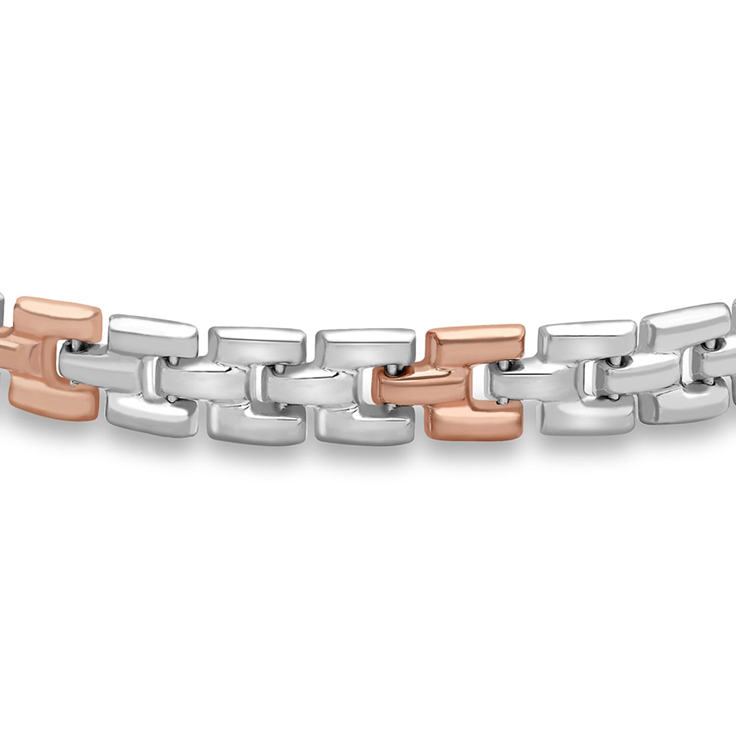 9K Two Colour Gold Brick Link Bracelet 7.5 Inch 7193244 1