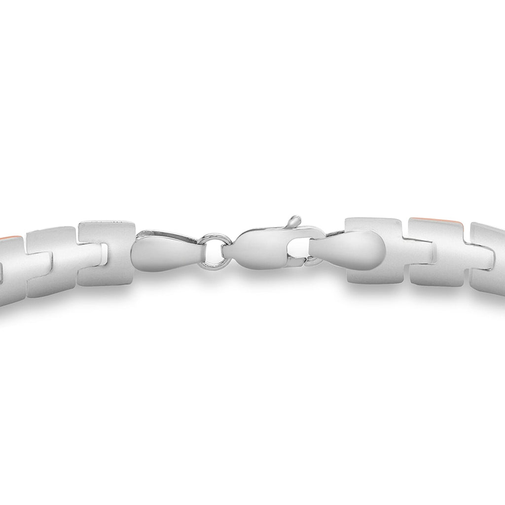 9K Two Colour Gold Brick Link Bracelet 7.5 Inch