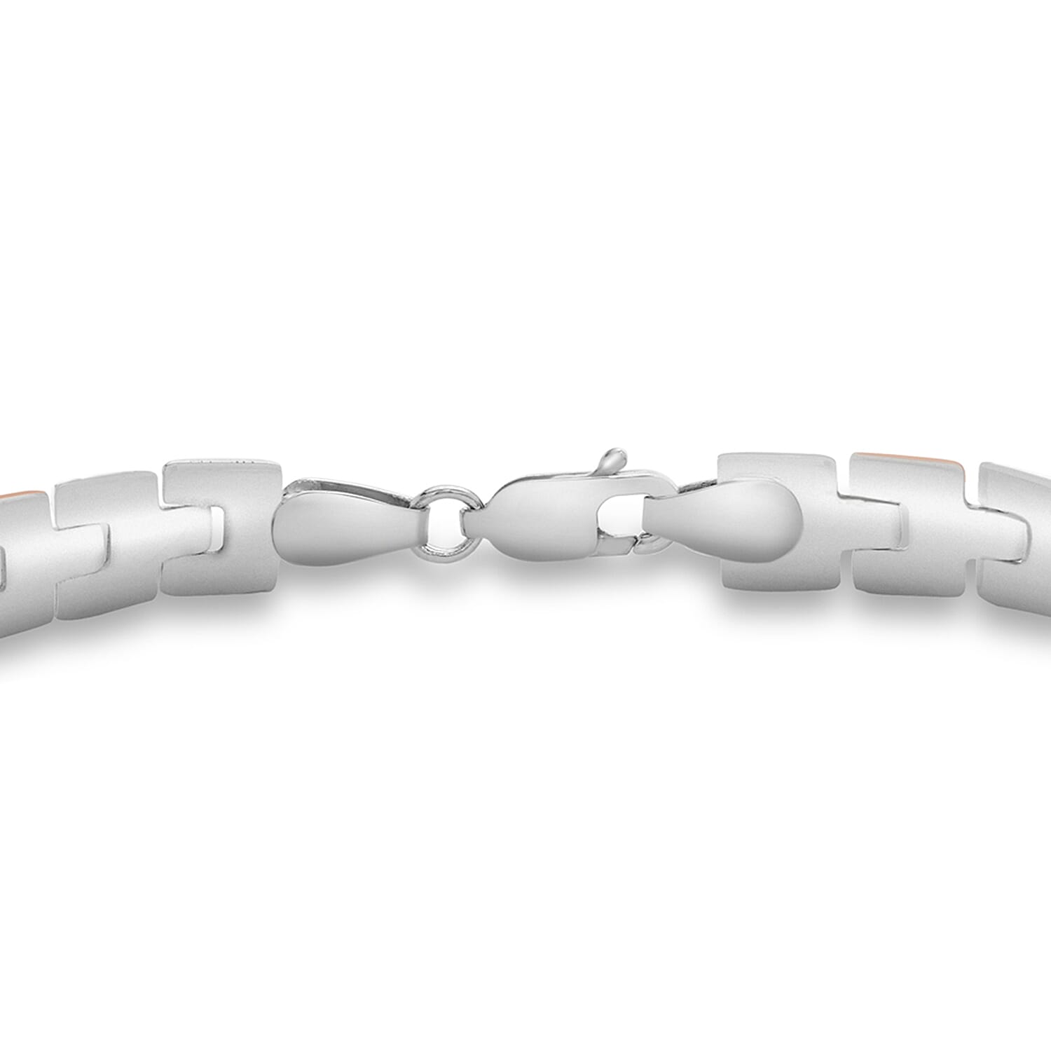 9K Two Colour Gold Brick Link Bracelet 7.5 Inch 7193244 2