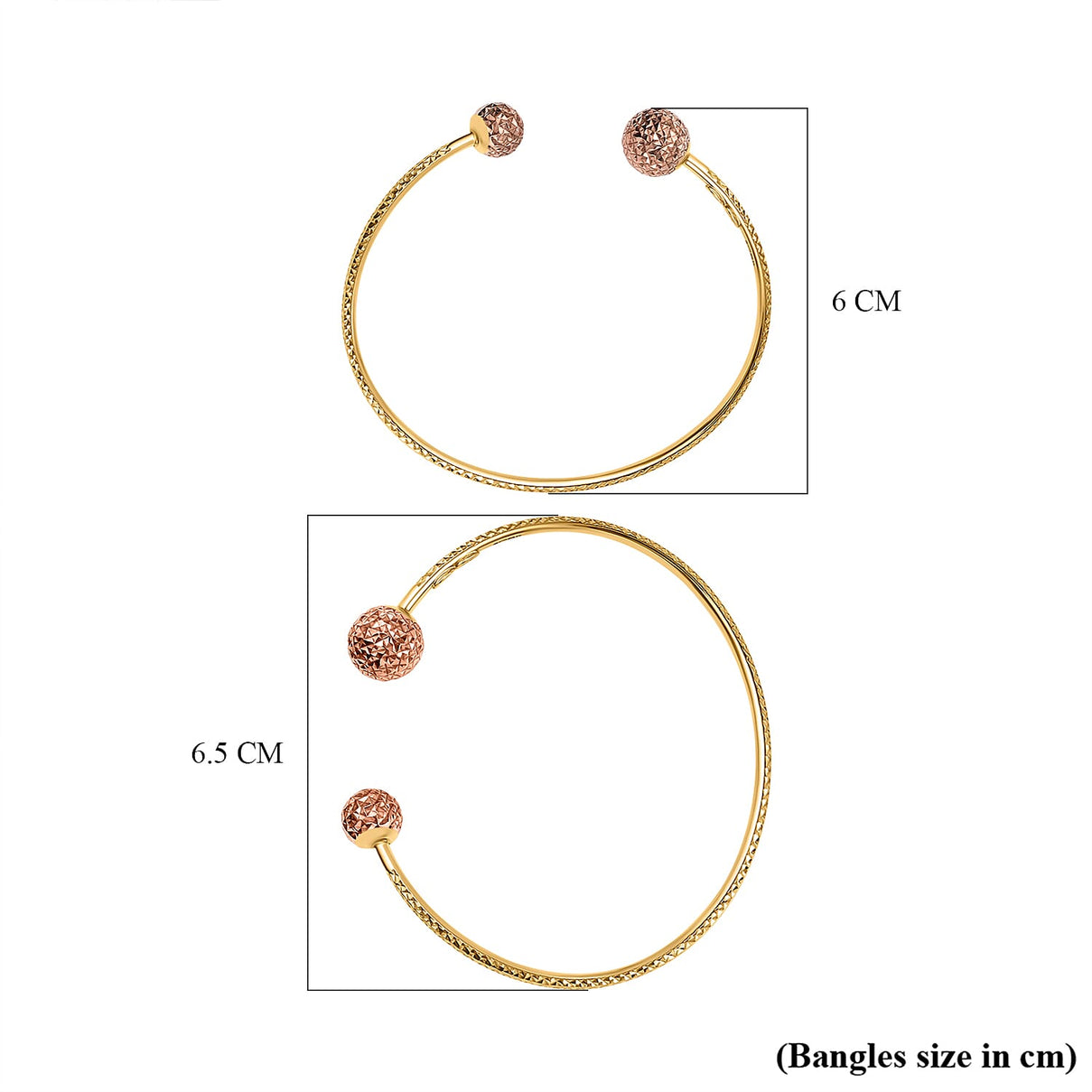 9K Two Colour Gold Diamond Cut Ball Torque Bangle 7193135 4