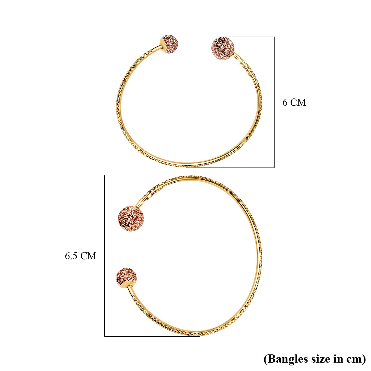 9K Two Colour Gold Diamond Cut Ball Torque Bangle 7193135 4