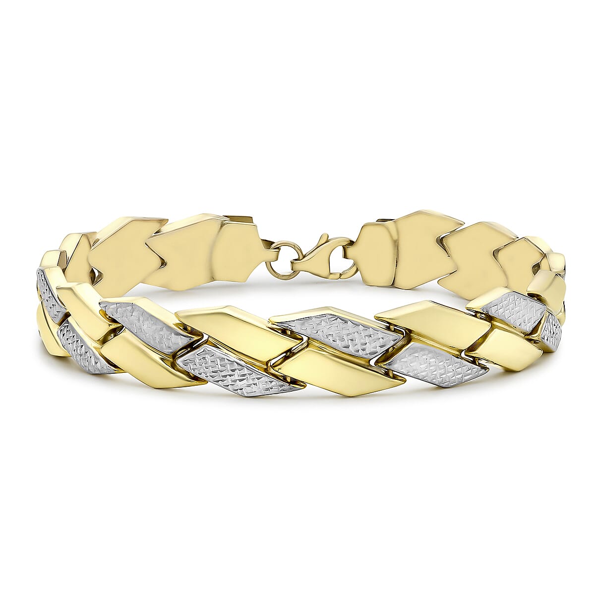 9K Two Colour Gold Diamond Cut Chevron Bracelet 7.5 Inch 7193250 0
