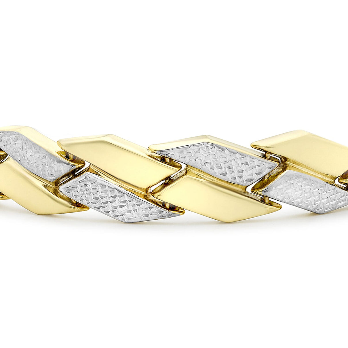 9K Two Colour Gold Diamond Cut Chevron Bracelet 7.5 Inch 7193250 1