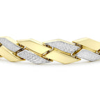 9K Two Colour Gold Diamond Cut Chevron Bracelet 7.5 Inch