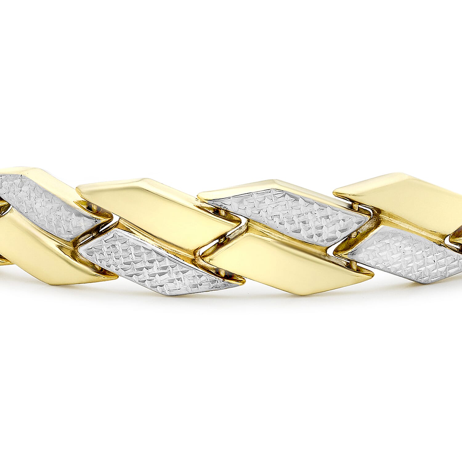 9K Two Colour Gold Diamond Cut Chevron Bracelet 7.5 Inch 7193250 1