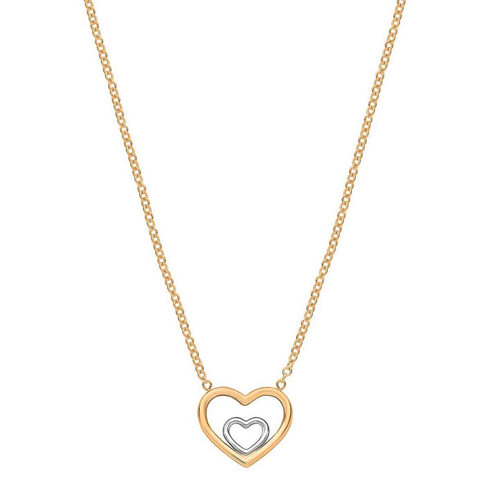 9K Two Colour Gold Diamond Cut Heart Adjustable Necklace 16 to 17 Inch 7189967 1