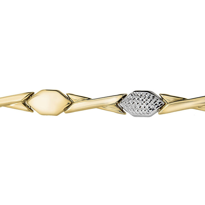 9K Two Colour Gold Diamond Cut Hugs And Kisses Link Bracelet 7.5 Inch 7193249 2